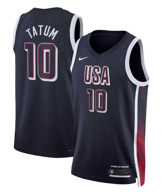 Mens USA Basketball #10 Jayson Tatum Navy 2024 Swingman Stitched Jersey